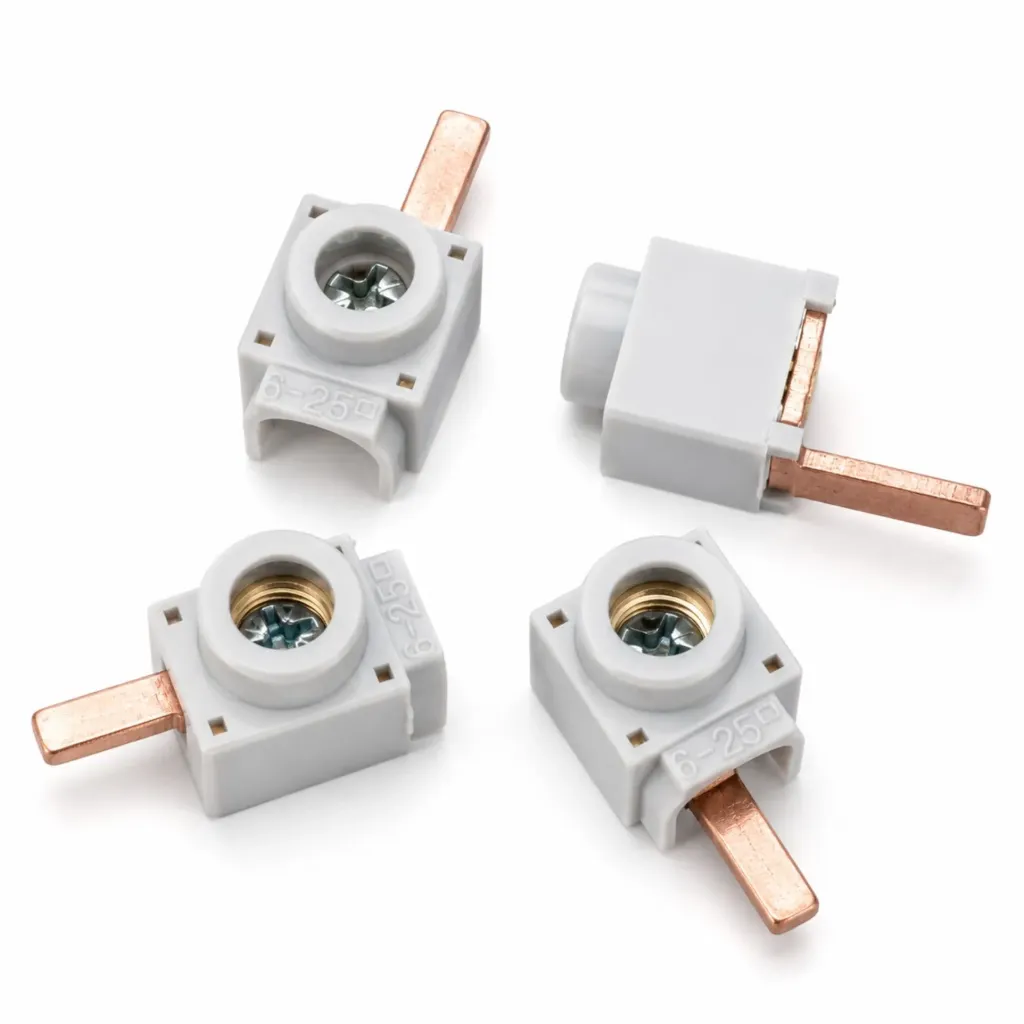4 Pezzi Morsetti di Alimentazione per Barra di Alimentazione, Terminali di Derivazione per Pettine del Quadro Elettrico, 25mm2 4X2mm Fino a 63A