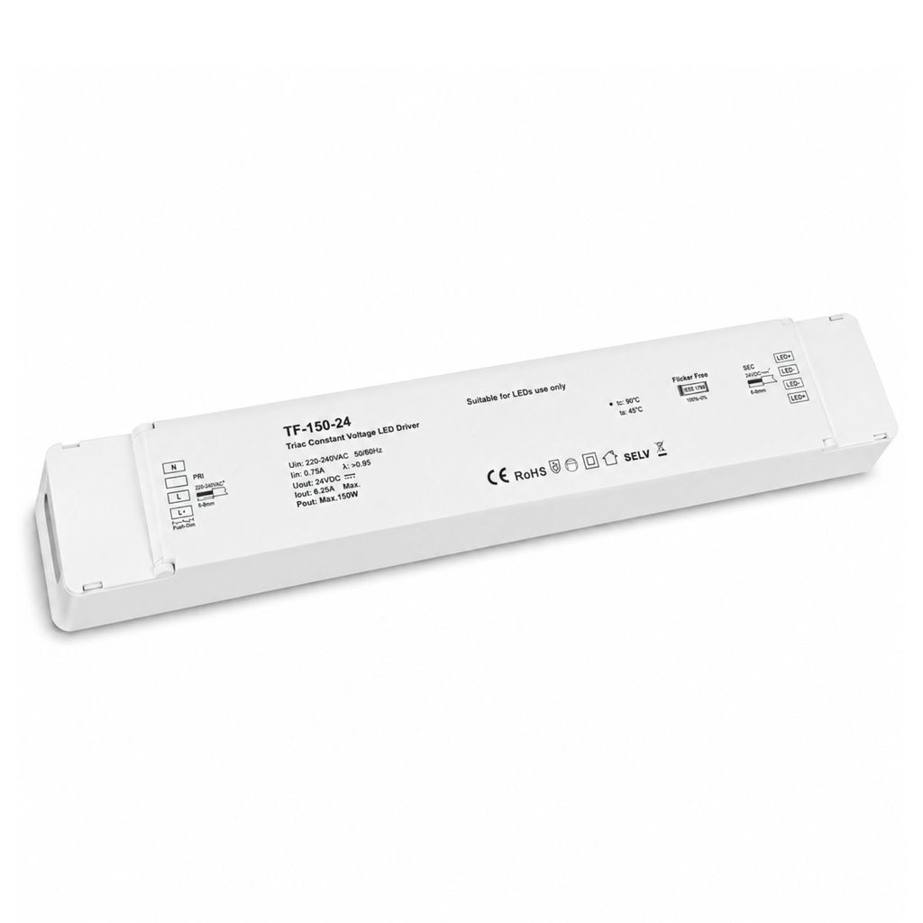 Alimentatore Dimmerabile 24V 150W Triac ELV Pulsante Varialuce Su 220V Per Striscia Led 24V TF-150-24