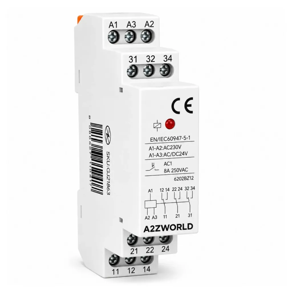 Relè Intermedio Modulare AC230V AC/DC24V, per Guida DIN, Indicatore LED, 1 Modulo, Contatti SPDT, per Automazione Quadri Elettrici