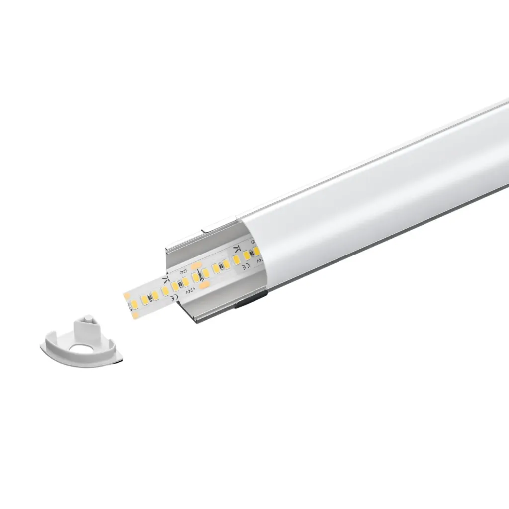 Kit Profilo Alluminio Completo Da 3 Metri Per Striscia Led, Angolare Leggera, Dimensione 15.8X15.8mm, Larghezza Interna 10mm, 77g/m, Copertura Opale, Tappi Chiusura e Clip Fissaggio Incluso,BAV10322,BAV3353,BA1616