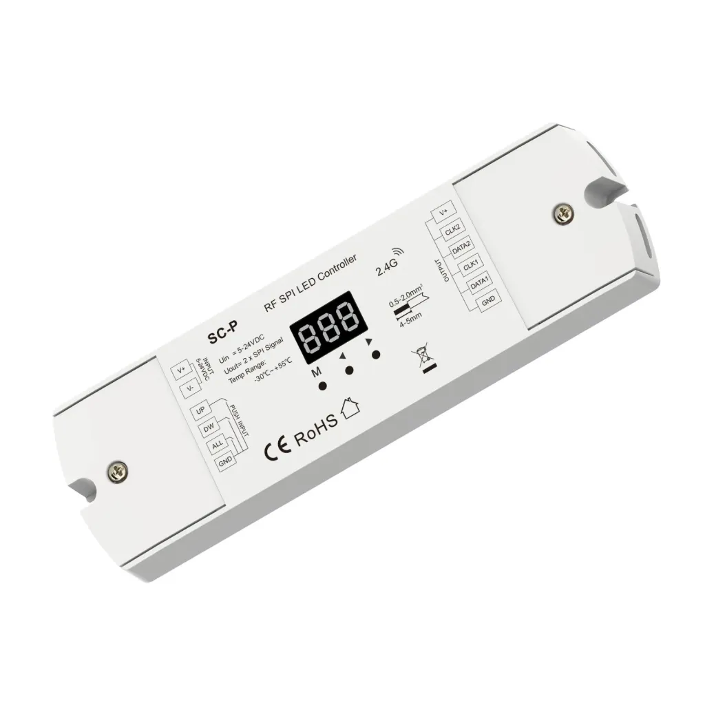 Controller SPI per Strisce LED Running Scale, RF 2.4GHz, 3 Push Pulsanti, 5-24V DC