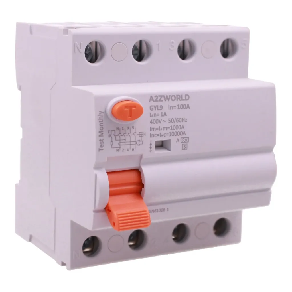 RCCB Interruttore Differenziale Selettivo Tipo S Classe A 1000mA/1A 3P+N 4M 10kA AC 380V IP20 Elettromeccanico IEC61008-1 GYL9, Corrente Disponibili 63A 100A