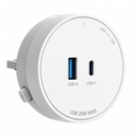 Presa USB-A + USB-C PD 20W Per Multipresa Da Binario, 5V 3A 9V 2.22A 12V 1.67A, GONEO Power Track