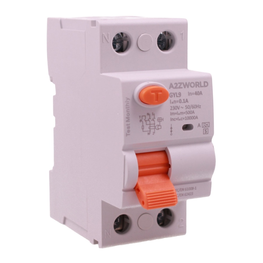 RCCB Interruttore Differenziale Selettivo Tipo S Classe A 100mA/0.1A 1P+N 2M 10kA AC 230V IP20, GYL9, Corrente Disponibili 40A 63A