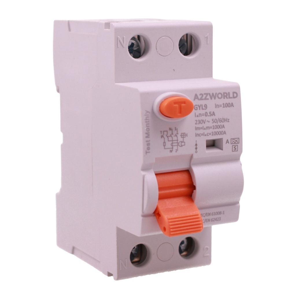 RCCB Interruttore Differenziale Selettivo Tipo S Classe A, 500mA/0.5A 1P+N 2M 10kA AC 230V IP20, GYL9, Corrente Disponibili 63A 100A