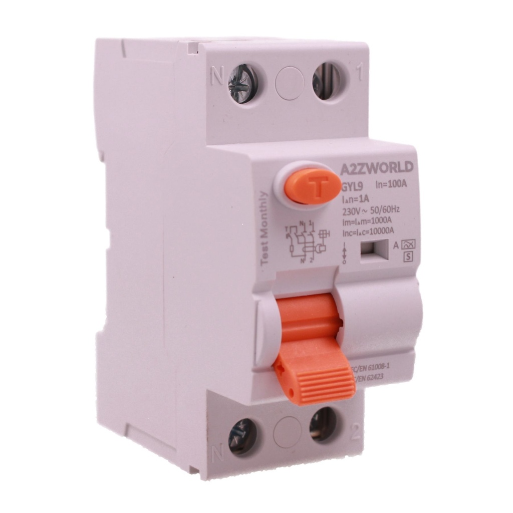 RCCB Interruttore Differenziale Selettivo Tipo S Classe A 1000mA/1A 1P+N 2M 10kA AC 230V IP20, GYL9