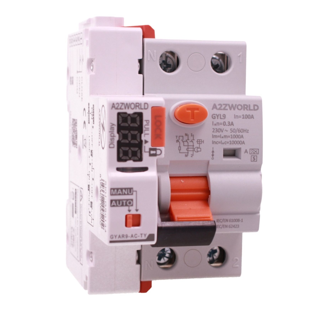 RCCB Interruttore Differenziale Selettivo Tipo S Classe A WIFI Riarmabile, 300mA/0.3A 1P+N 2M 10kA AC 230V IP20, GYL9