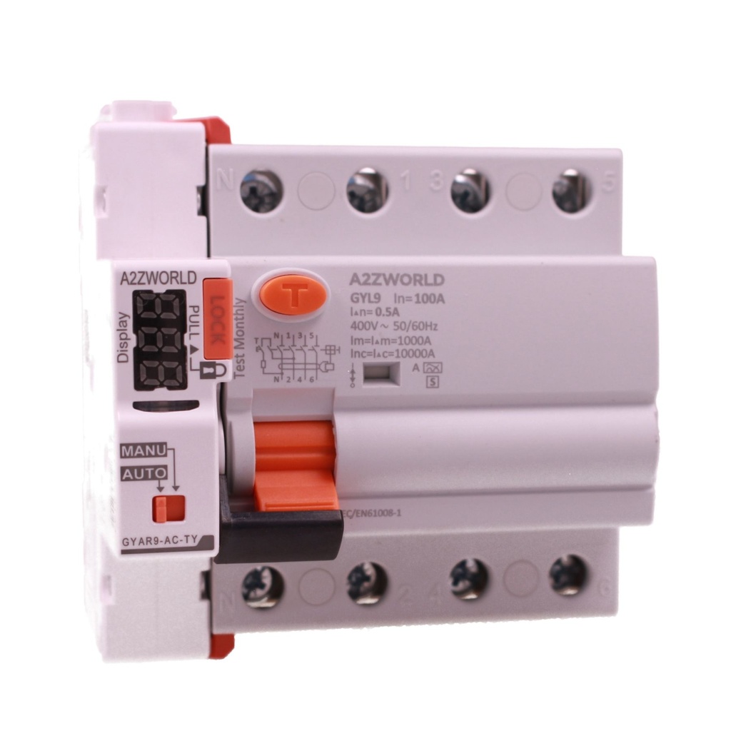 RCCB Interruttore Differenziale Selettivo WIFI Riarmabile, Tipo A S 500mA/0.5A 3P+N 4M 10kA AC 400V IP20 Elettromeccanico IEC61008-1 GYL9