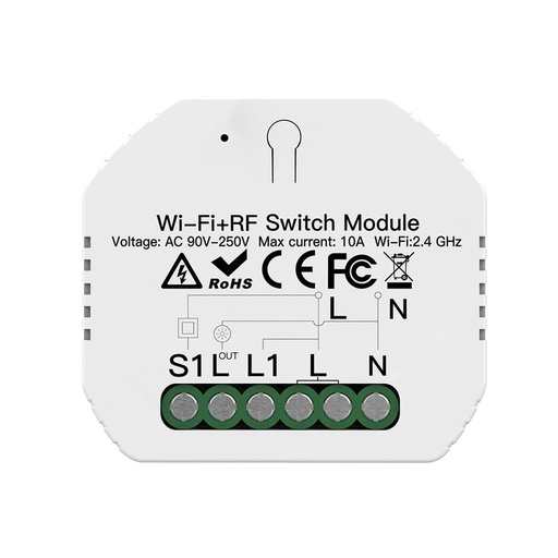 [SH104] Mini Interruttore Intelligente Smart WIFI 10A 220V Funzione Con Pulsante Telecomando RF Compatibile Con Amazon Alexa e Google Home