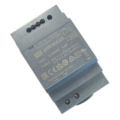 [MW-DDR-60G-24] MW MEAN WELL DDR-60G-24 Convertitore tipo DC-DC per Guida DIN Input 9-36V Output 24V 2,5A 60W