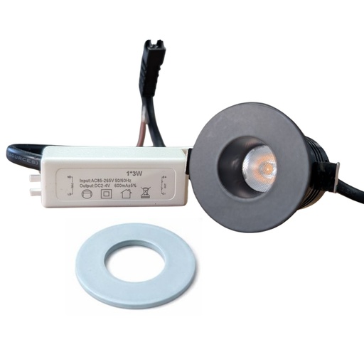 [FP03WBC] Mini Faretto Led Da Incasso Rotondo 3W 240LM 220V 3000K Φ35*H38mm Foro 30mm Doppia Ghiera Nero Bianco Sostituibile Angolo 15° CRI≥80 UGR≤10 IP20