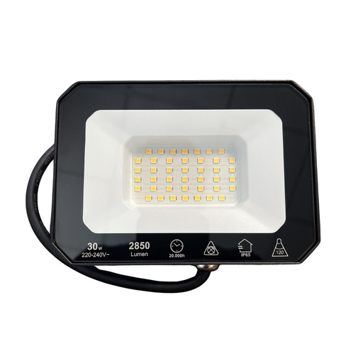 [FE00130N] Faro Led Flood Slim 30W 2850 Lumen Bianco Neutro 4200K 90LM/W AC 220V 50Hz Nero IP65