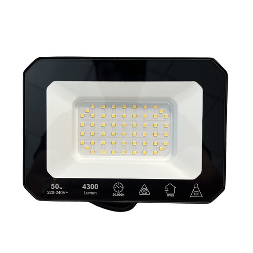 [FE00150N] Faro Led Flood Slim 50W 4300 Lumen Bianco Neutro 4200K 90LM/W AC 220V 50Hz Nero IP65