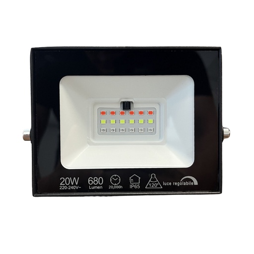 [FE00720] Faro Led Flood Slim RGB Con Telecomando 20W 680 Lumen RGB AC 220V 50Hz Nero IP65