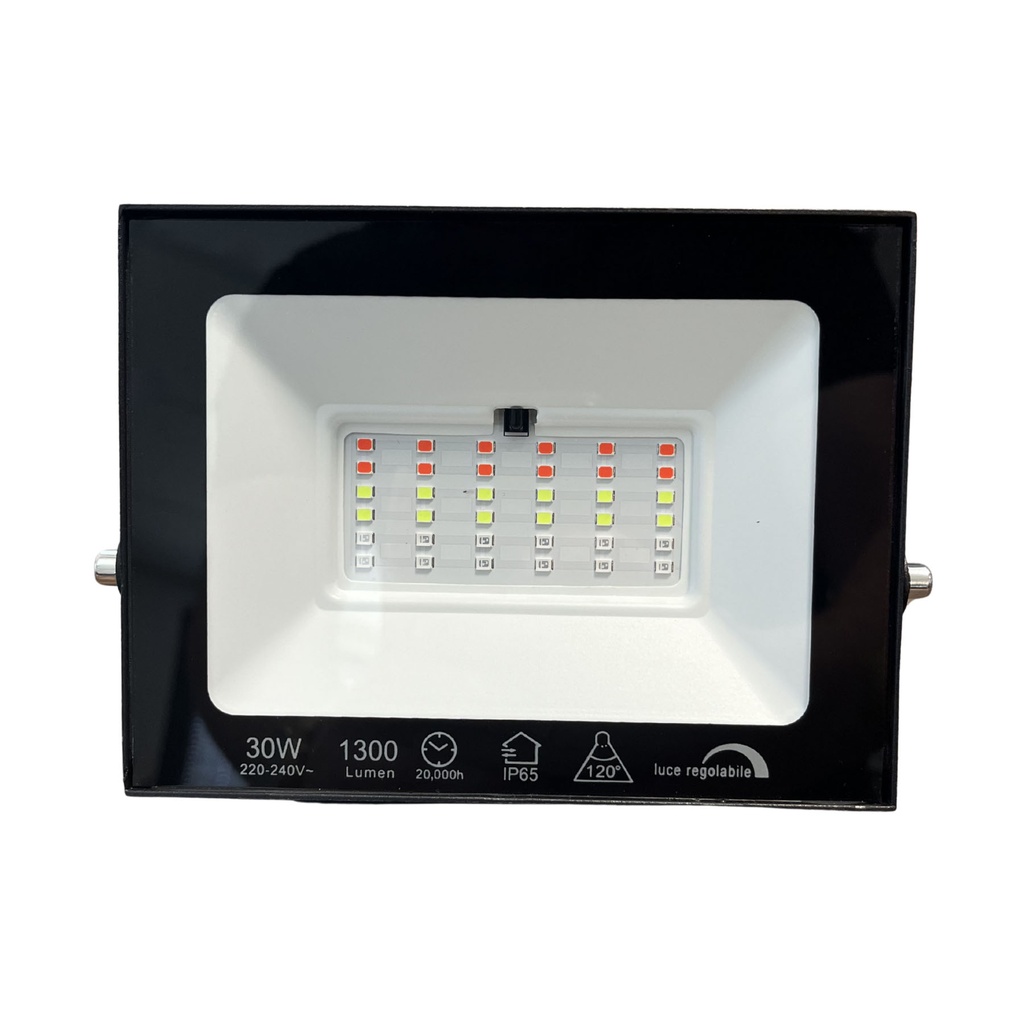 [FE00730] Faro Led Flood Slim RGB Con Telecomando 30W 1300 Lumen RGB AC 220V 50Hz Nero IP65