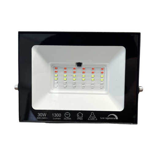 [FE00730] Faro Led Flood Slim RGB Con Telecomando 30W 1300 Lumen RGB AC 220V 50Hz Nero IP65