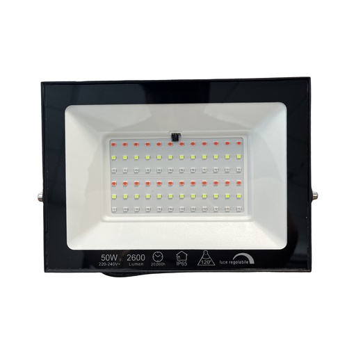 [FE00750] Faro Led Flood Slim RGB Con Telecomando 50W 2600 Lumen RGB AC 220V 50Hz Nero IP65