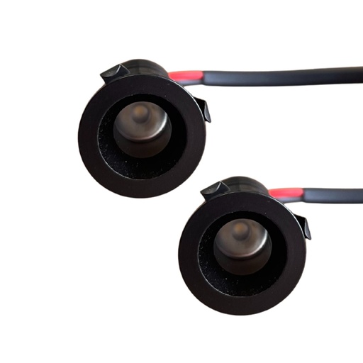 [FP01022BC] 2 Pezzi Mini Faretto Led Da Incasso Rotondo, Carcassa Nera 3000K, 1W 80LM 220V, Ø22*40mm, Foro 17mm, Angolo 15° IP20
