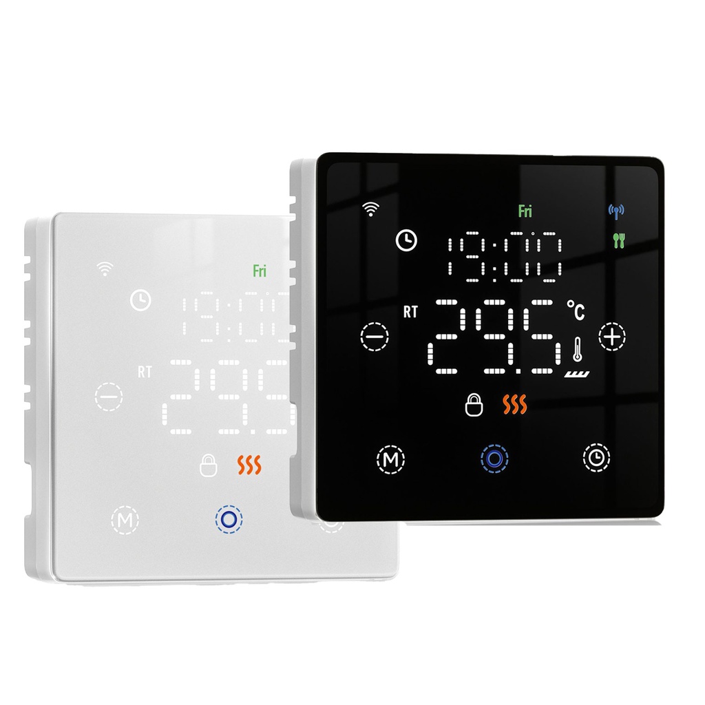 Termostato WiFi Smart per Caldaia a Gas, Tuya Smart Life, Batteria 3xAA, Quadrata Montaggio da Esterno oppure Incasso Scatola 502