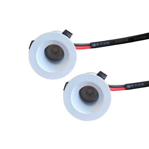 [FP01022WC] 2 Pezzi Mini Faretto Led Da Incasso Rotondo, Carcassa Bianca 3000K, 1W 80LM 220V, Ø22*40mm, Foro 17mm, Angolo 15° IP20