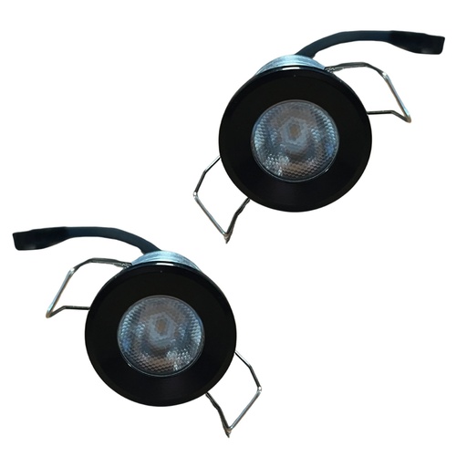 [FP02532BC] 2 Pezzi Mini Faretto Led Da Incasso Rotondo, Carcassa Nera 3000K, 2.5W 220LM 220V, Ø32*29mm, Foro 27mm, Angolo 15° IP20