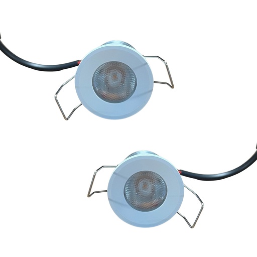 [FP02532WC] 2 Pezzi Mini Faretto Led Da Incasso Rotondo, Carcassa Bianca 3000K, 2.5W 220LM 220V, Ø32*29mm, Foro 27mm, Angolo 15° IP20