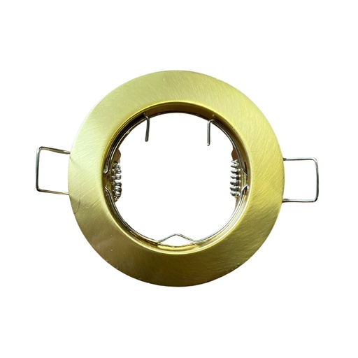 [CL0008G] Porta Faretto Led Colore Oro Satinato Rotondo, Foro 60mm, 76X32mm, Per Led GU10 MR16, Modello Fisso Con Molla