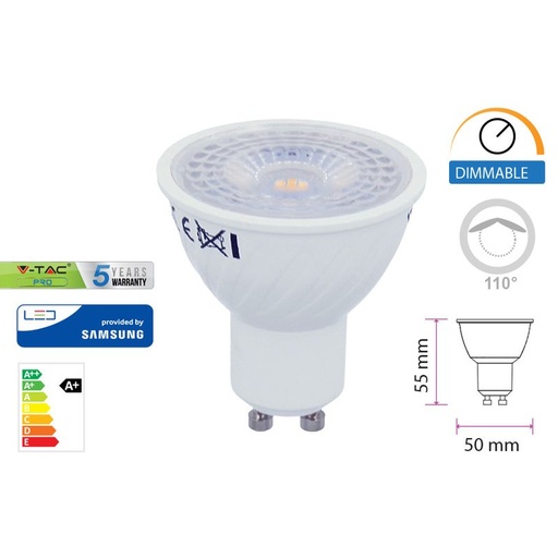 [GU65110N] Lampada Led GU10 Dimmerabile 6W 110 Gradi 220V Bianco Neutro 4000K SKU-211991