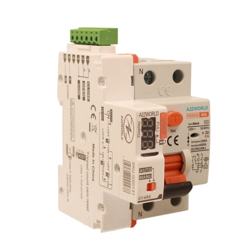 [GC15340RA] RCCB Interruttore Differenziale Puro Riarmo Automatico, Tipo A 1P+N 3M 6000A 30mA 40A AC 230V IP20 IEC61008-1 PR8NM