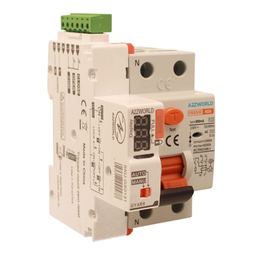 [GC75640RA] RCCB Interruttore Differenziale Puro Riarmo Automatico, Tipo AC 1P+N 3M 6000A 300mA 40A AC 230V IP20 IEC61008-1 PR8NM