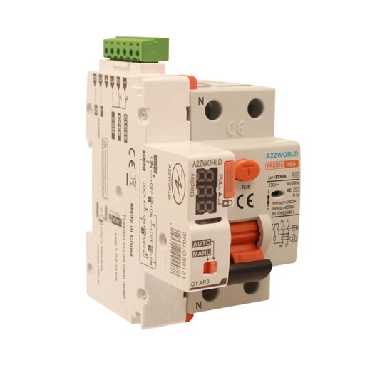 [GC75663RA] RCCB Interruttore Differenziale Puro Riarmo Automatico, Tipo AC 1P+N 3M 6000A 300mA 63A AC 230V IP20 IEC61008-1 PR8NM