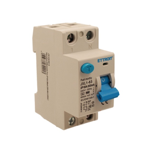 [JX3263613] RCCB Interruttore Differenziale Puro Tipo F 1P+N 2M 6000A 300mA 63A AC 230V IP20 IEC61008-1