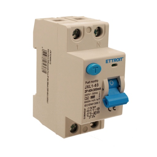[JX3240613] RCCB Interruttore Differenziale Puro Tipo F 1P+N 2M 6000A 300mA 40A AC 230V IP20 IEC61008-1