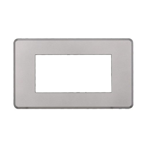[BAN87406] ETTROIT Placca Slim Sottile 4P Serie Moon Colore Silver Compatibile Con Bticino Axolute Air