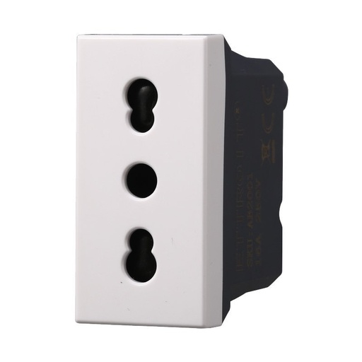 [BAB2001] ETTROIT Presa Bipasso Bivalente 2P+T 10/16A Colore Bianco Compatibile Con Bticino Axolute