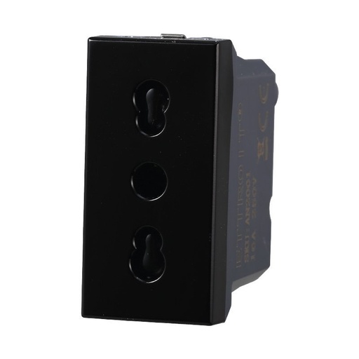 [BAN2001] ETTROIT Presa Bipasso Bivalente 2P+T 10/16A Colore Nero Compatibile Con Bticino Axolute