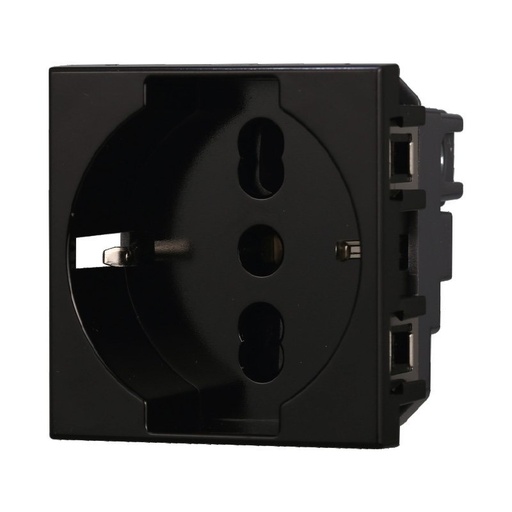 [BAN2102] ETTROIT Presa Schuko 2P+T 16A Colore Nero Compatibile Con Bticino Axolute