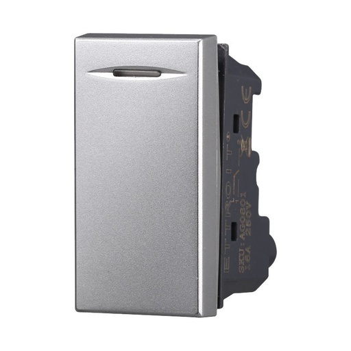 [BAG1001] ETTROIT Pulsante 1P 16A Colore Grigio Compatibile Con Bticino Axolute