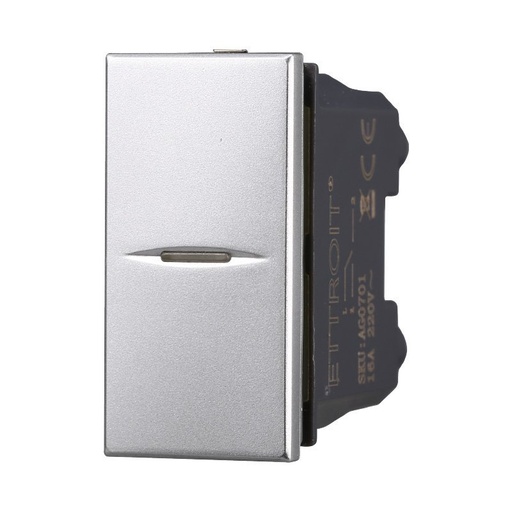 [BAG0601] ETTROIT Pulsante Assiale 1P 16A Unipolare Colore Grigio Compatibile Con Bticino Axolute