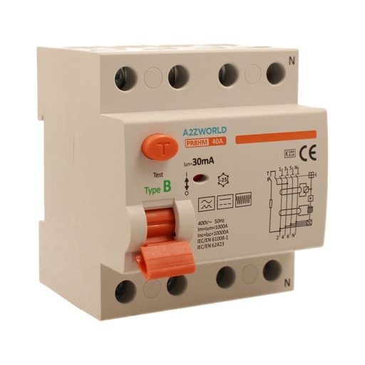 [GC26140] RCCB Interruttore Differenziale Puro Tipo B 3P+N 4M 10000A 30mA 40A AC 400V IP20 IEC61008-1 / IEC62423 PR8HM