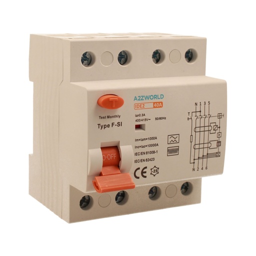 [GC96640] RCCB Interruttore Differenziale Puro Tipo F - SI 3P+N 4M 10000A 300mA Super Immunizzato 40A AC 400V IP20 IEC61008-1