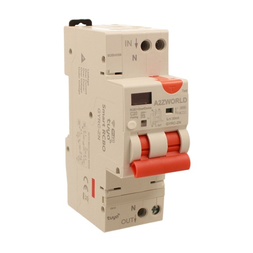 [GS22320] Interruttore Differenziale Magnetotermico WiFi con Riarmo Automatico e Display, Salvavita Tipo A Curva C 30mA, 220V 1-20A 2M, App Tuya con Misure: Corrente Residua, Intensità, Potenza, Tensione, Temperatura, Consumo