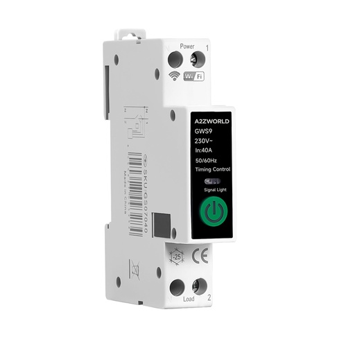 [GS07040] Interruttore WiFi Modulare 40A 220V, 1 Modulo DIN Slim, App Tuya Smart Life, Controllo da Remoto e Timer Programmabile, Memoria di Stato e Funzione Temporizzatore