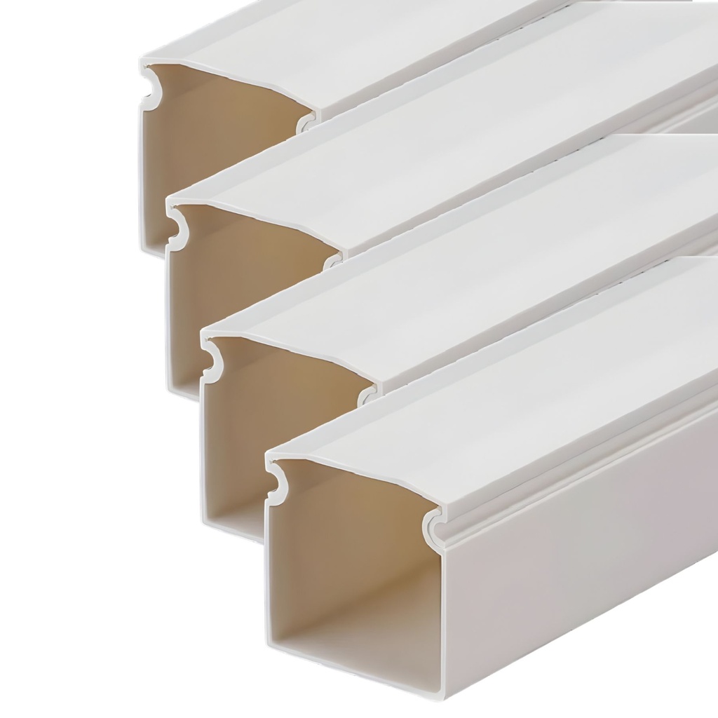 [FG060682X4] 8 Metri Canaline Passacavi In PVC Con Biadesivo e Coperchio 10X10mm Bianco - 4 Pezzi da 2 Metri