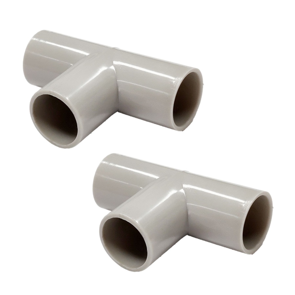 [FG027775] 2 Pezzi Manicotto Giunto Raccordo Forma T 16mm per Tubo Rigido e Flessibile da 16mm Colore Grigio IP40