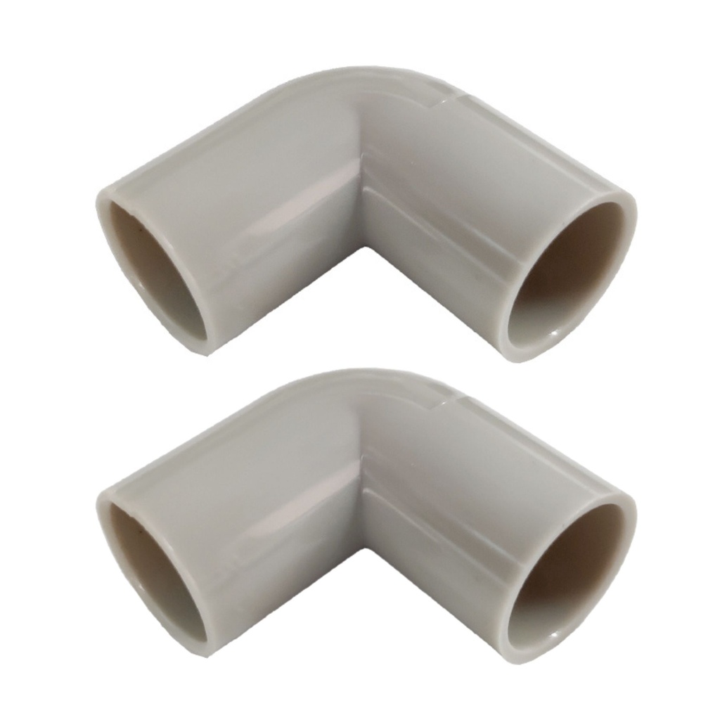 [FG027776] 2 Pezzi Manicotto Giunto Raccordo Forma L 90° 16mm per Tubo Rigido e Flessibile da 16mm Colore Grigio IP40