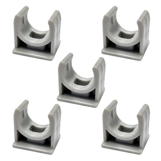 [FG027778] 5 Pezzi Clip Fissatubo A Scatto Diametro 20mm per Tubo Rigido e Flessibile da 20mm Colore Grigio IP40