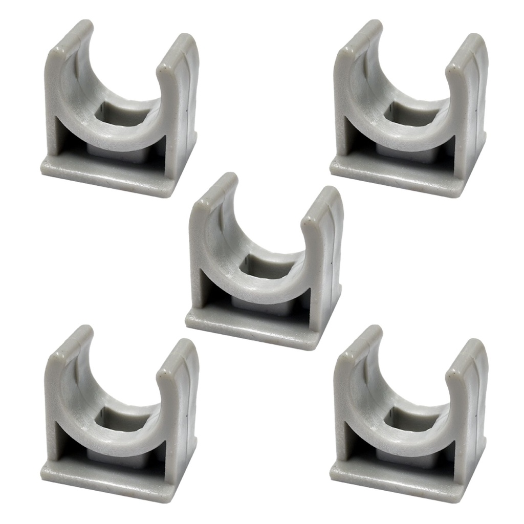 [FG027783] 5 Pezzi Clip Fissatubo A Scatto Diametro 25mm per Tubo Rigido e Flessibile da 25mm Colore Grigio IP40