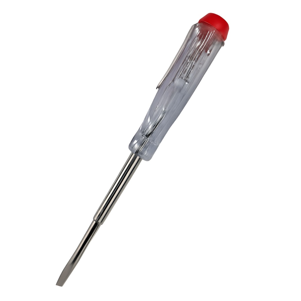 [AS060407] Cacciavite Cercafase 100–500V AC Punta 3mm Lunghezza 130mm con Indicatore al Neon, Impugnatura Isolata Trasparente, Tester di Tensione
