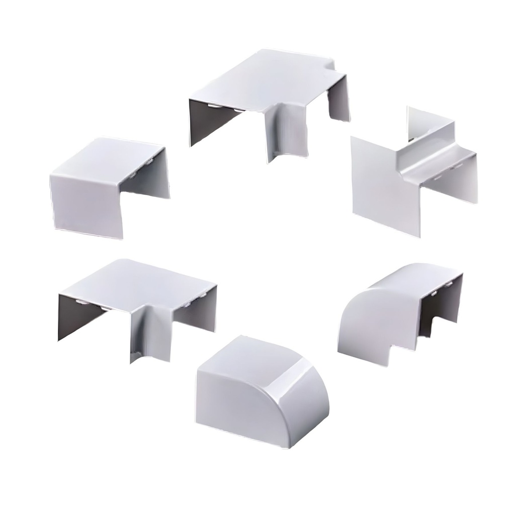 [FG060671] Kit 6 Accessori Per Canaline Passacavi 25X16mm, Connettore Lineare, Forma L, Forma T, Angolare Piatto Interno Esterno, Colore Bianco